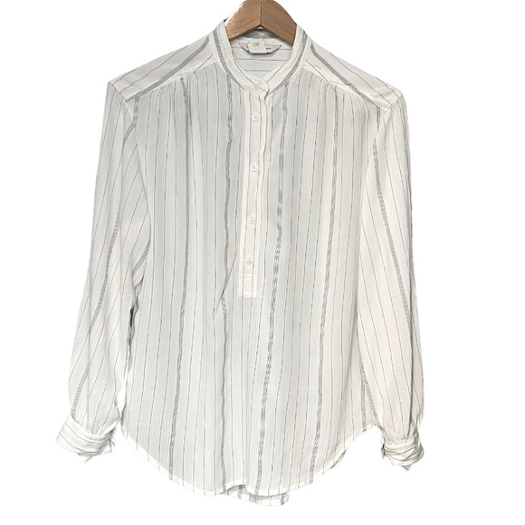 Club Monaco striped long sleeve blouse: - Picture 1 of 7